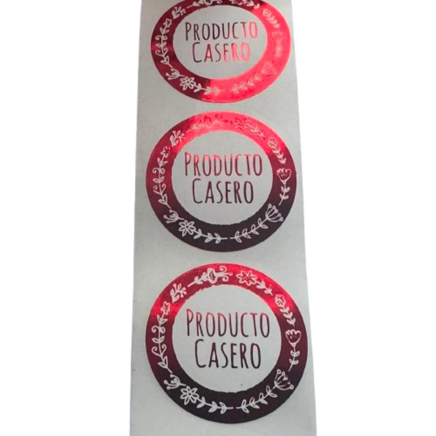 Sticker Producto Casero Rojo 100un 38mm 2