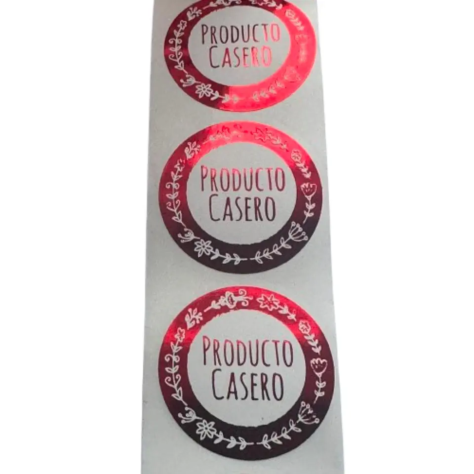Sticker Producto Casero Rojo 100un 38mm 2