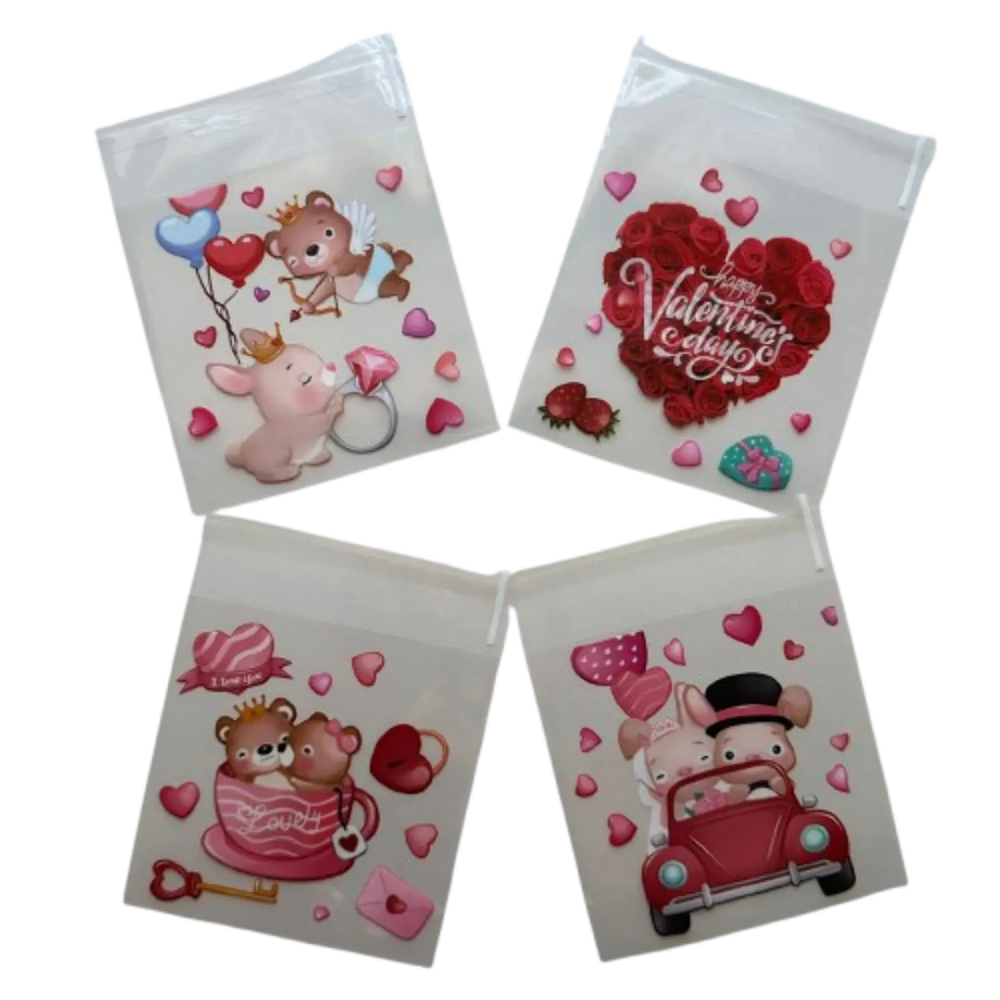 Bolsas San Valentin C Celofan Autoadhesivas 100un 10x10+2cm 1