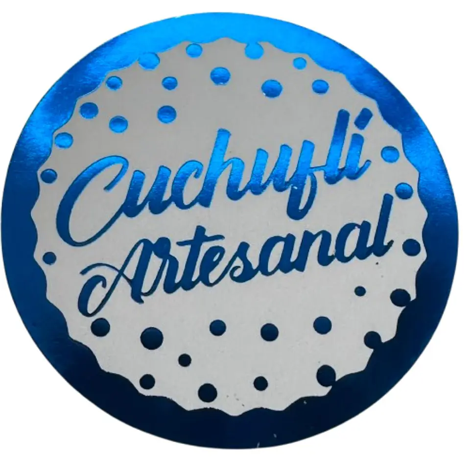 Sticker Cuchufli Artesanal Azul 100un 38mm 1