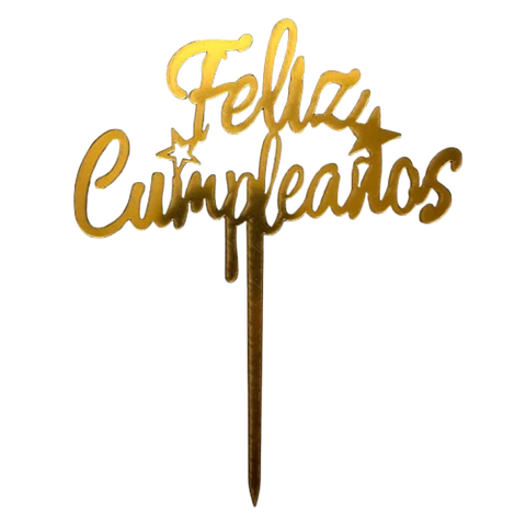 Topper Feliz Cumpleaños 2 Dorado