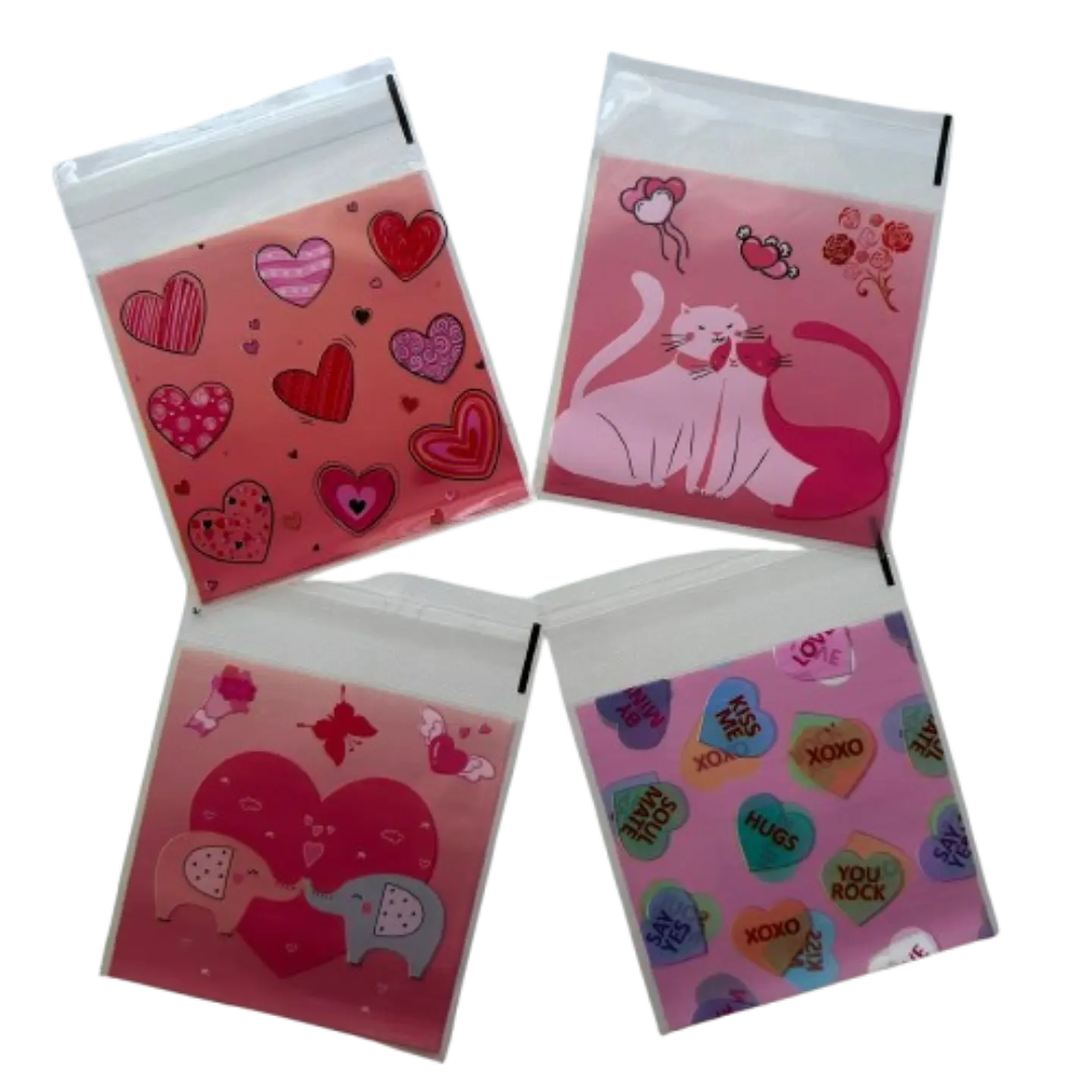 Bolsas San Valentin A Celofan Autoadhesivas 100un 10x10+2cm 1