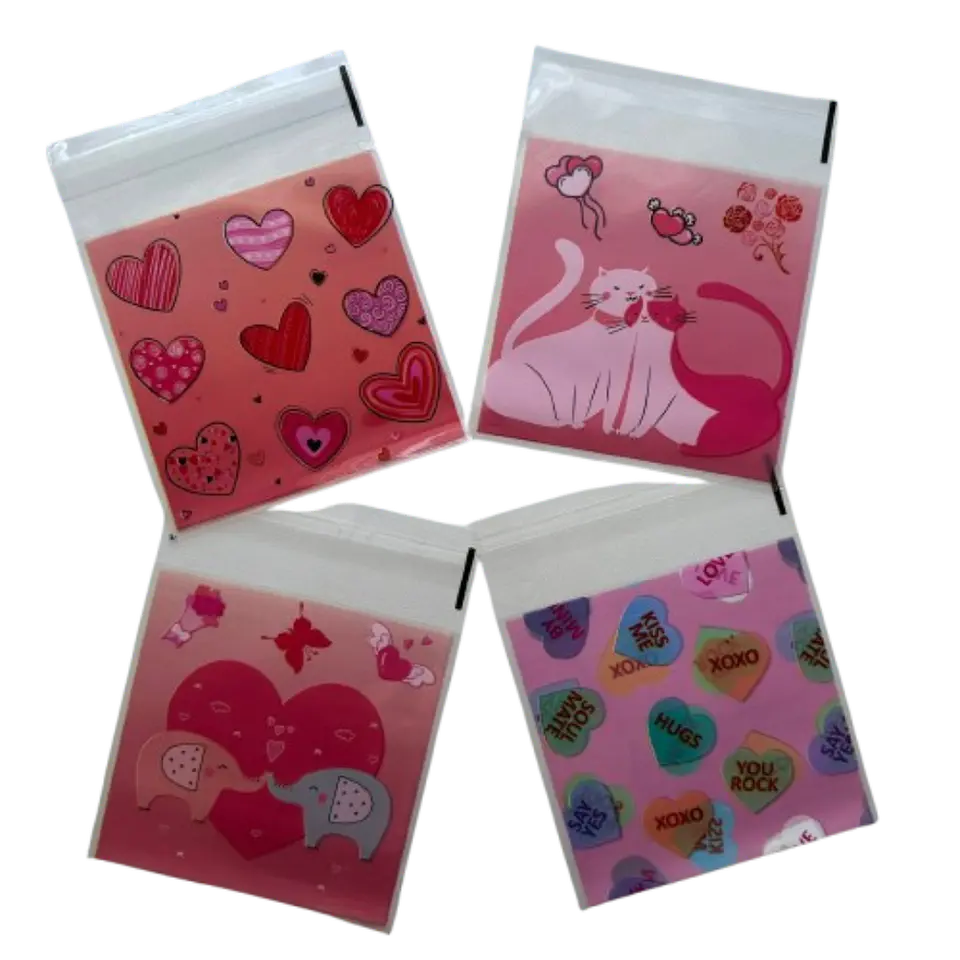 Bolsas San Valentin A Celofan Autoadhesivas 100un 10x10+2cm 1