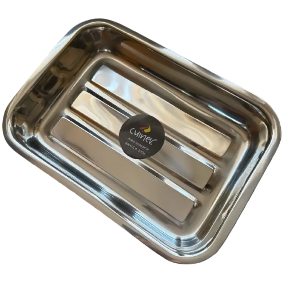 Fuente Rectangular Con Azas Acero Inoxidable Cuiner 35cm 3