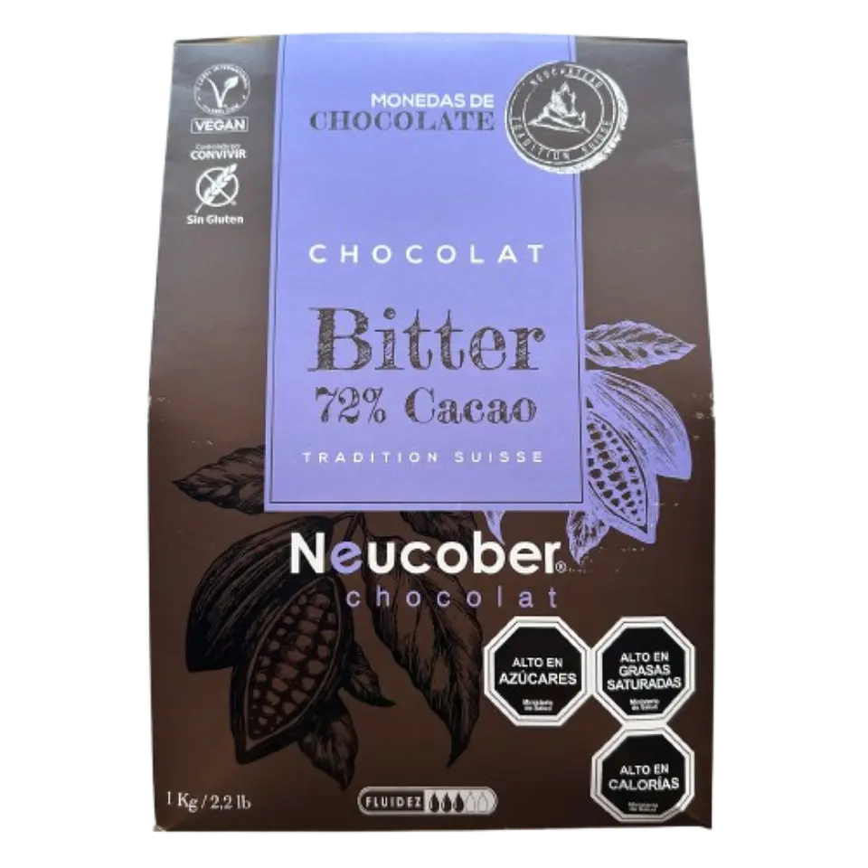 Chocolate 72% Cacao Amargo Monedas 832 Neucober 1kg 1