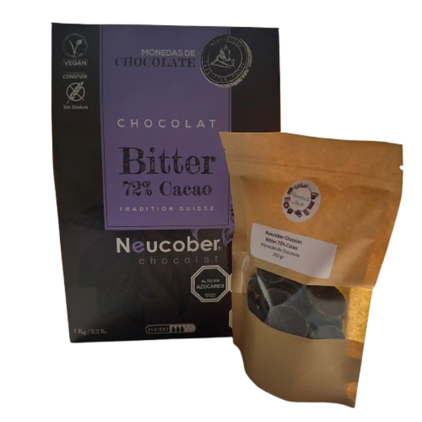 Chocolate 72% Cacao Amargo Monedas 832 Neucober 200g 2