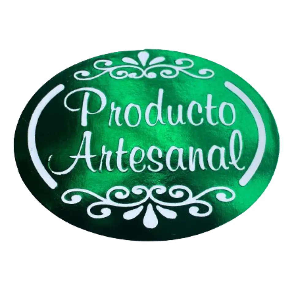 Sticker Producto Artesanal Verde 100un 38mm 1