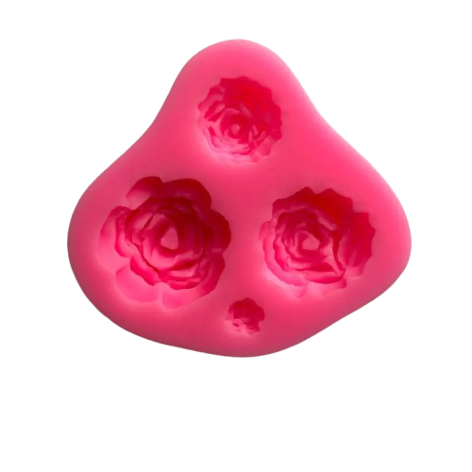 Molde Silicona Rosas 4 Figuras 7,2x7,2cm 1