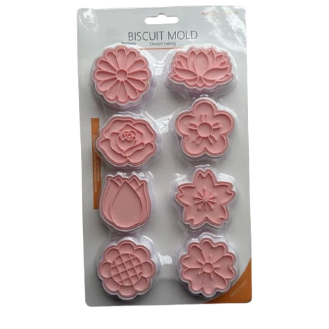 Cortador Galletas Flores Estampadas 8 Diseños
