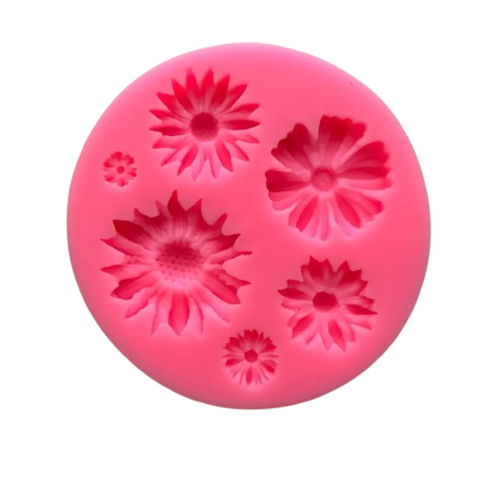 Molde Silicona Flores B 6 Figuras 7,2x7,2cm 1