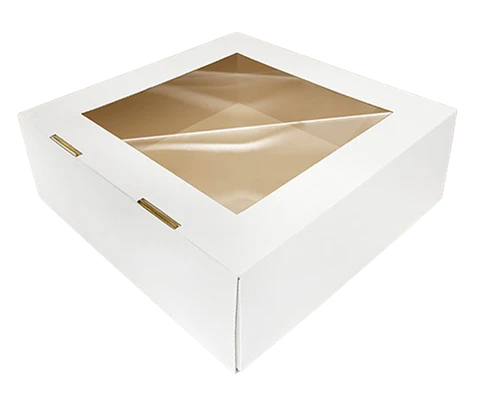 Caja Torta Microcorrugada Cuadrada Ventana Superior 34x15cm