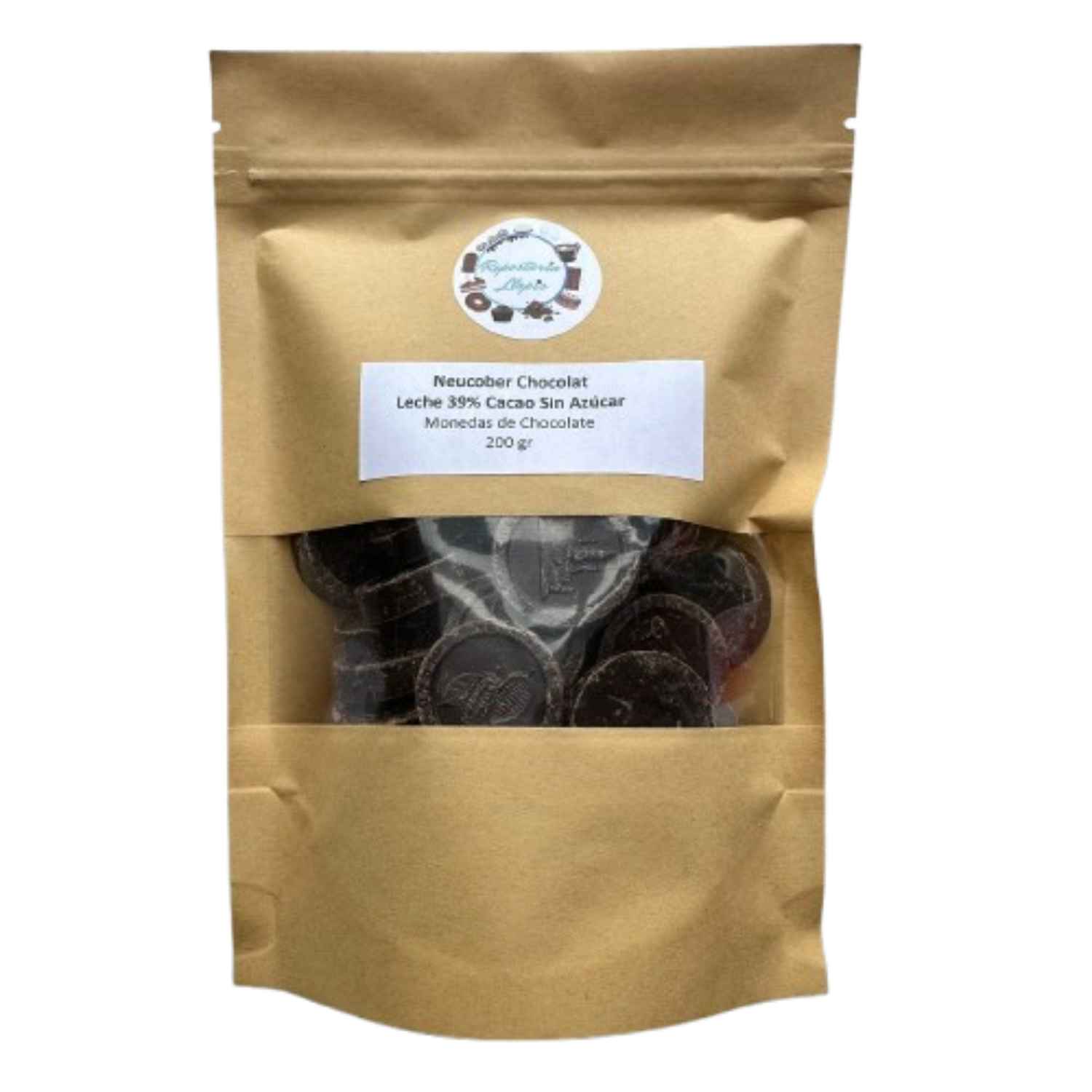 Chocolate 39% Cacao Leche Sin Azucar Monedas Neucober 200g