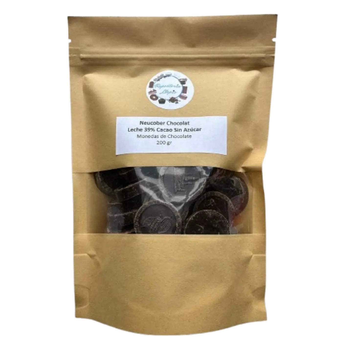 Chocolate 39% Cacao Leche Sin Azucar Monedas Neucober 200g 1