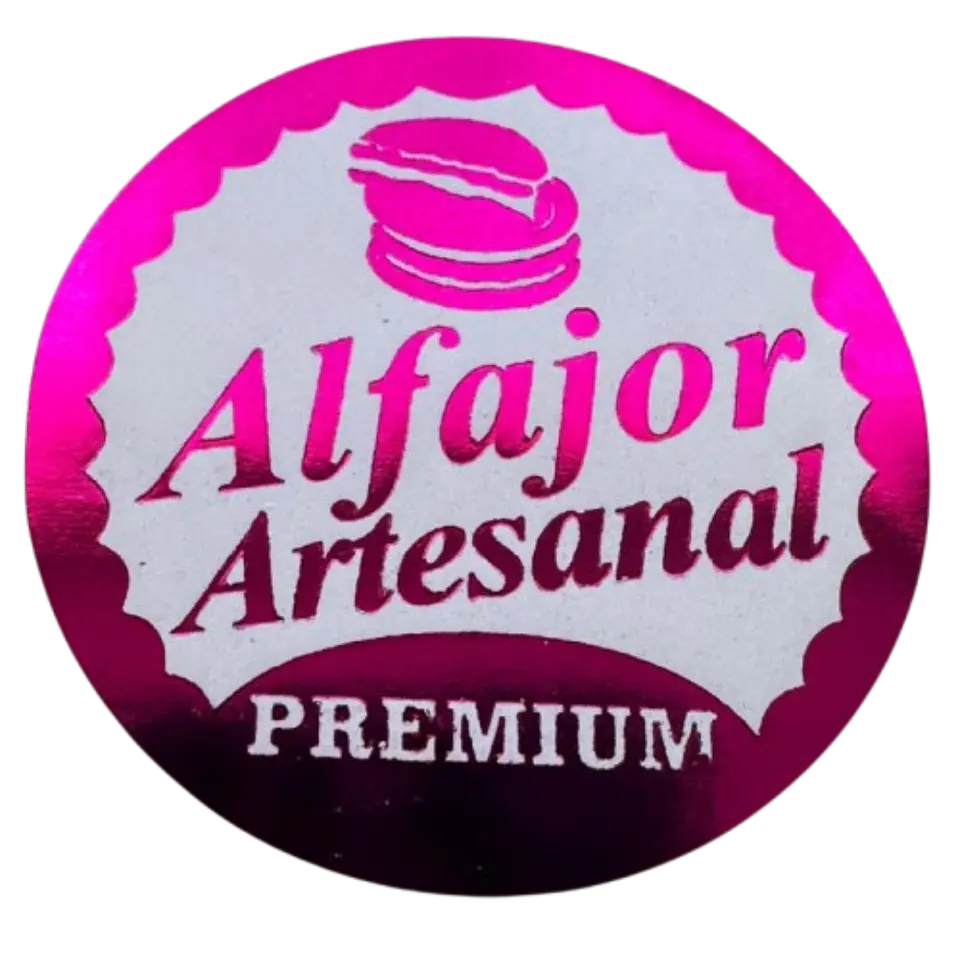 Sticker Alfajor Fucsia 100un 38mm 1