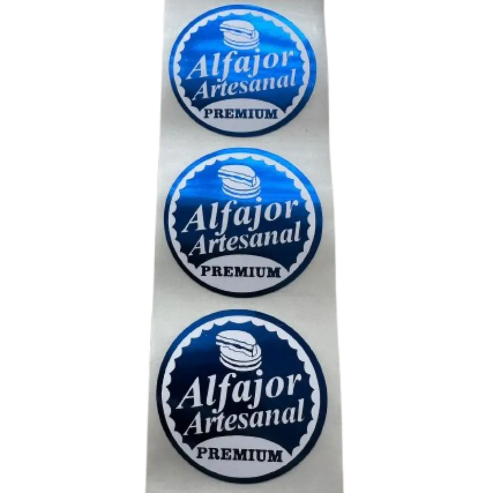 Sticker Alfajor Azul Rey 100un 38mm 2