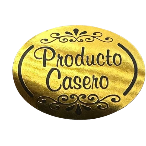 Sticker Producto Casero Dorado 100un 38mm