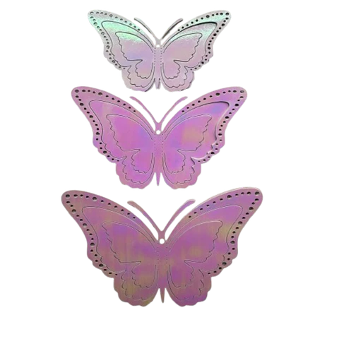 Topper Mariposas Decorativas Rosada Tornasol 12 pcs