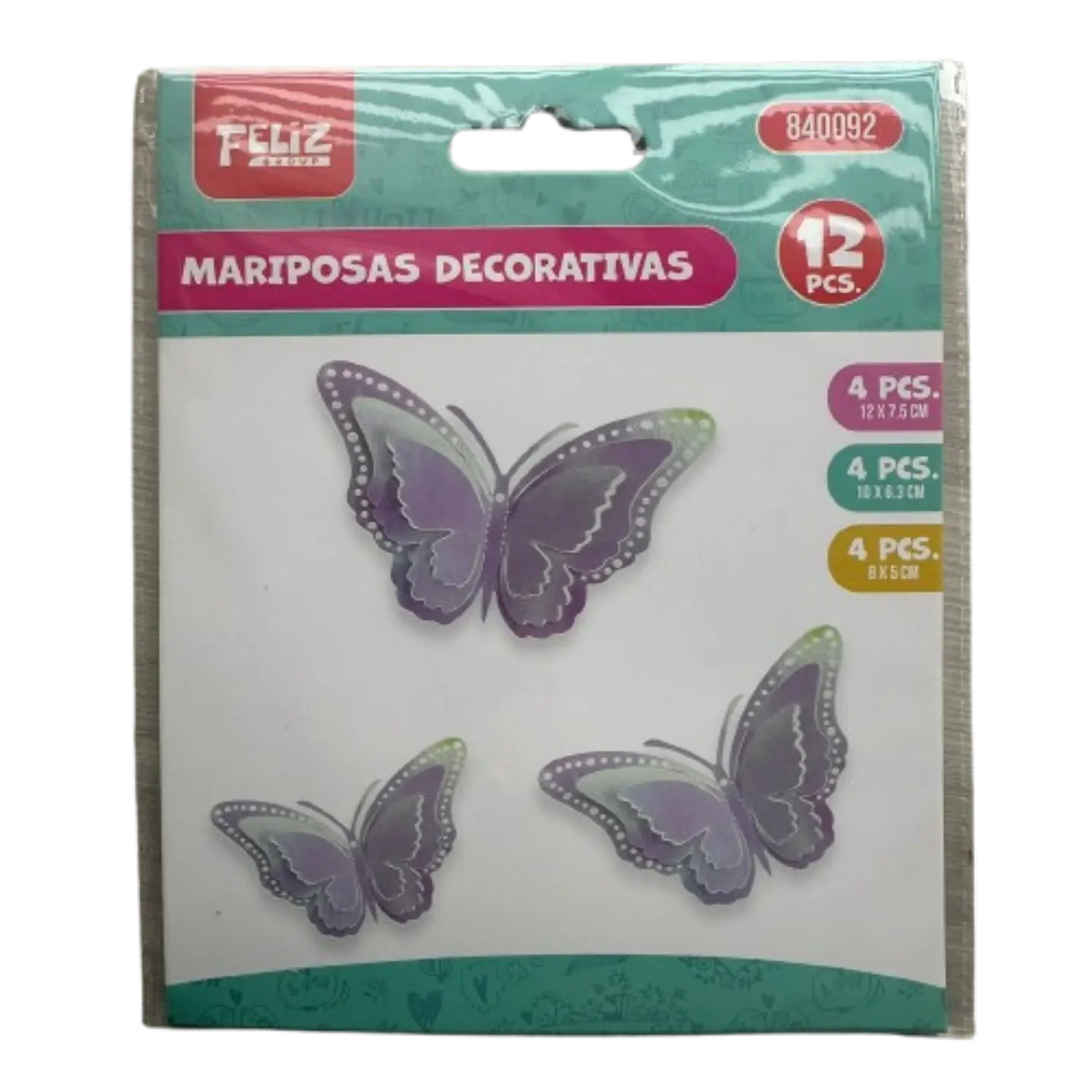 Topper Mariposas Decorativas Purpura Tornasol 12 pcs 2
