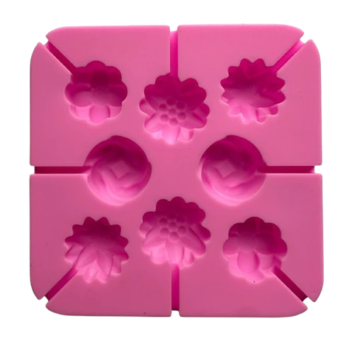Molde Silicona Mini Cake Pop Flores 8 Cavidades 12,7x12,7cm