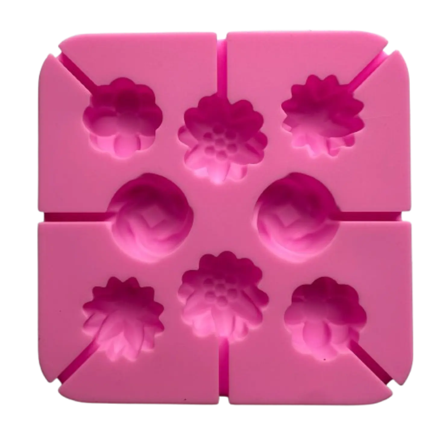 Molde Silicona Mini Cake Pop Flores 8 Cavidades 12,7x12,7cm 1