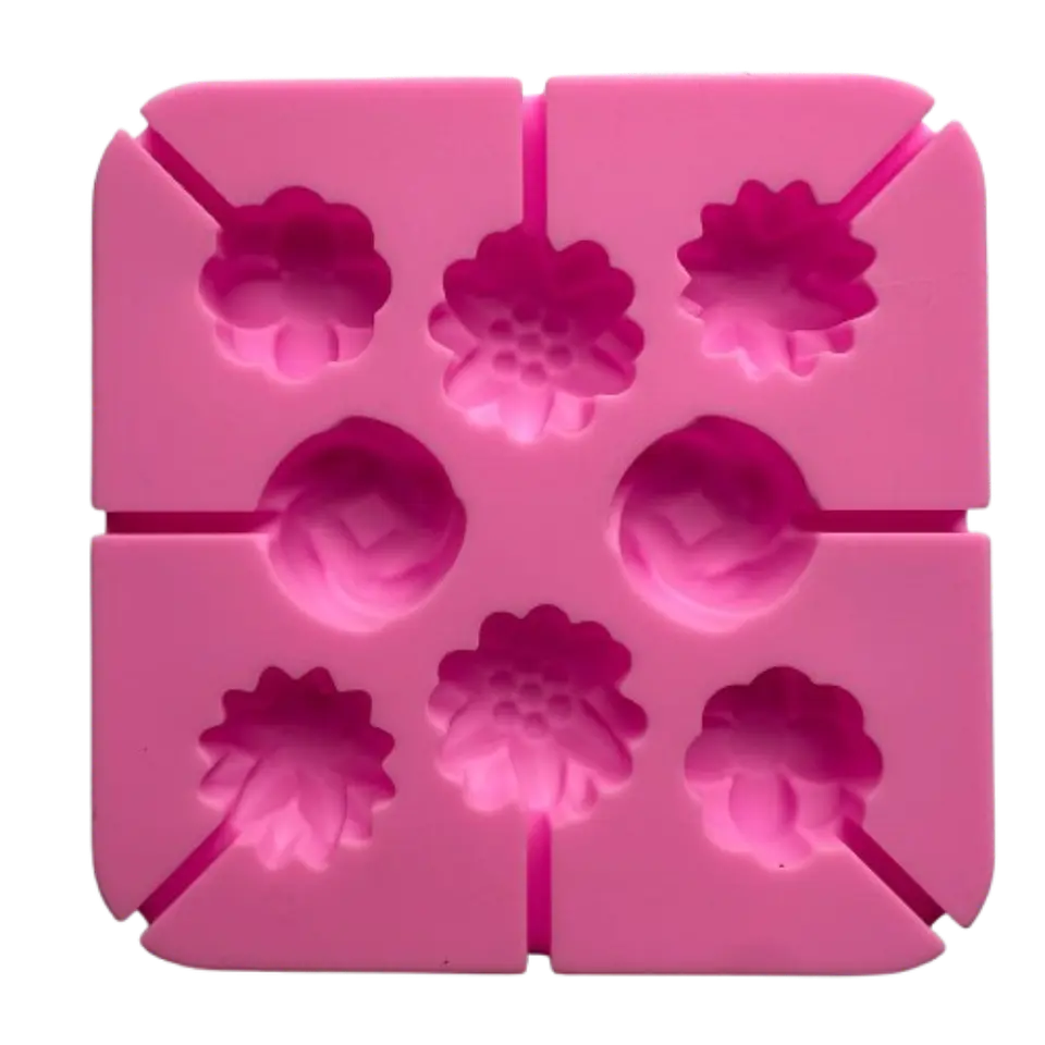 Molde Silicona Mini Cake Pop Flores 8 Cavidades 12,7x12,7cm 1
