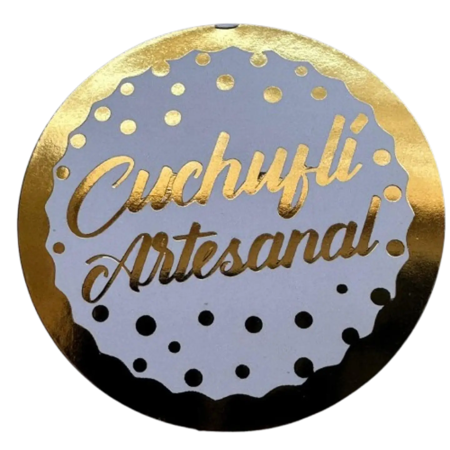 Sticker Cuchufli Artesanal Dorado 100un 38mm 1