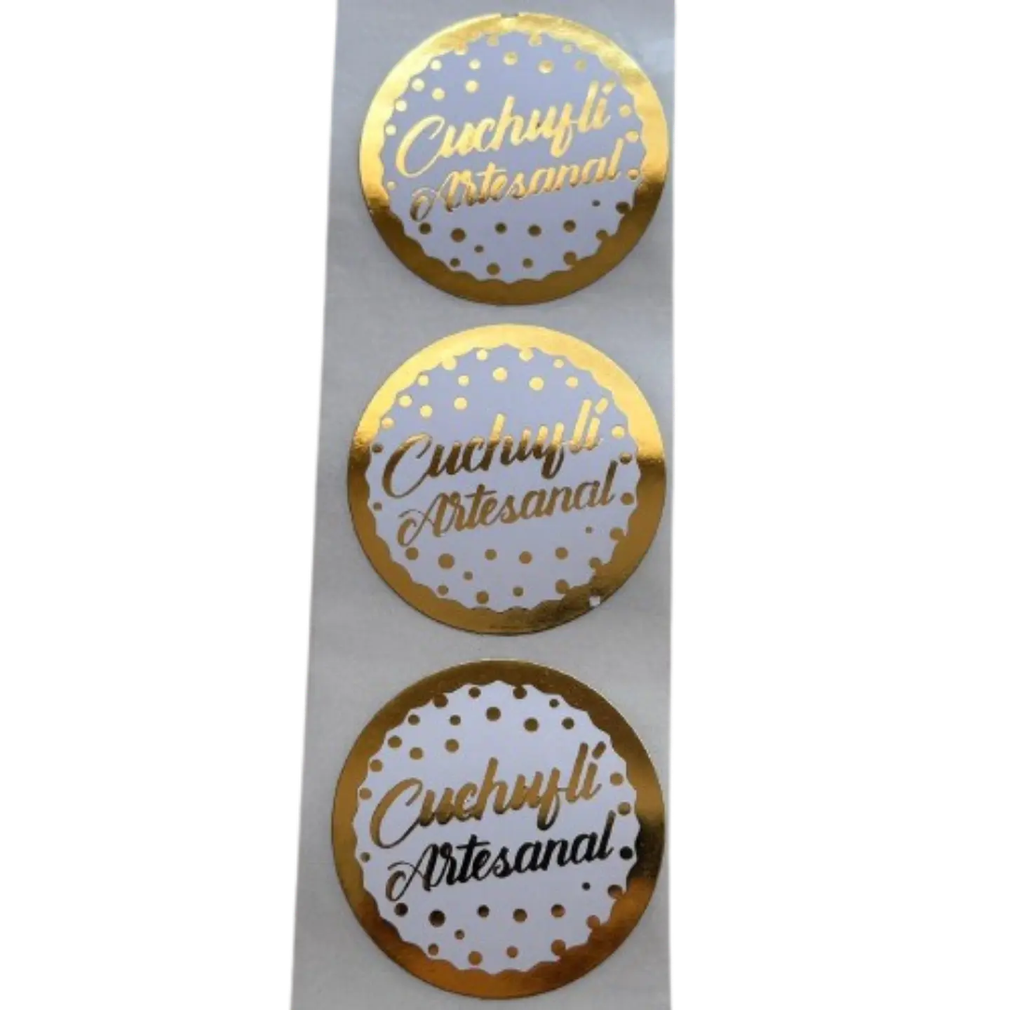 Sticker Cuchufli Artesanal Dorado 100un 38mm 2