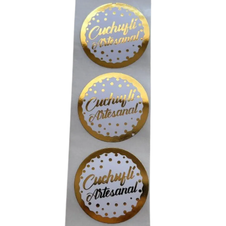 Sticker Cuchufli Artesanal Dorado 100un 38mm 2