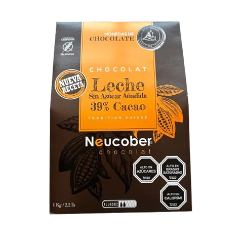 Chocolate 39% Cacao Leche Sin Azucar Monedas Neucober 1kg