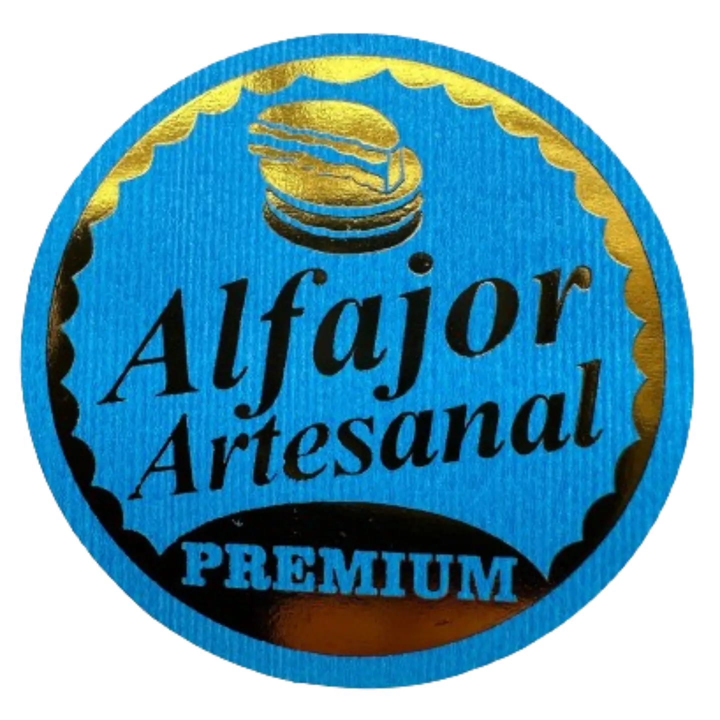 Sticker Alfajor Celeste 100un 38mm 1