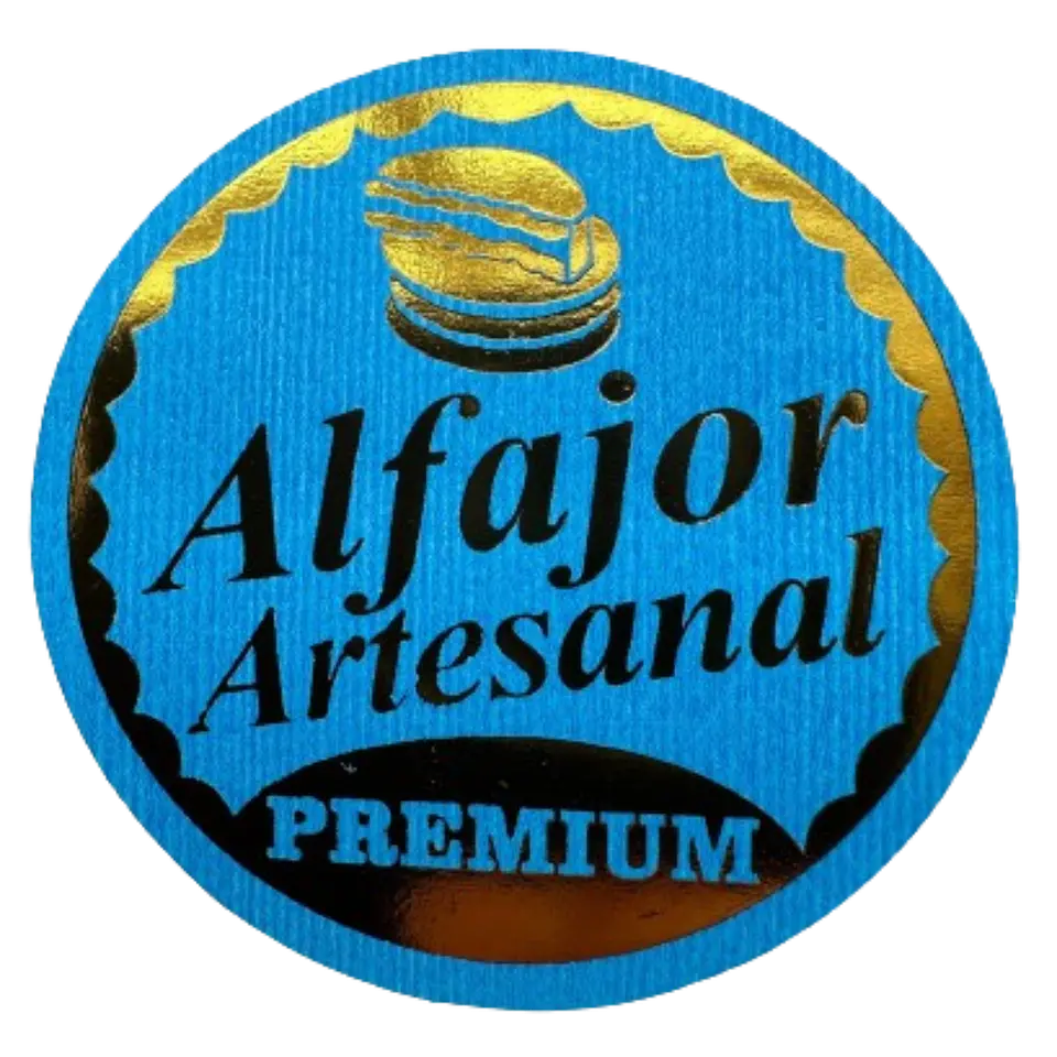 Sticker Alfajor Celeste 100un 38mm 1