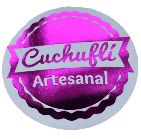 Sticker Cuchufli Artesanal Fucsia 100un 38mm