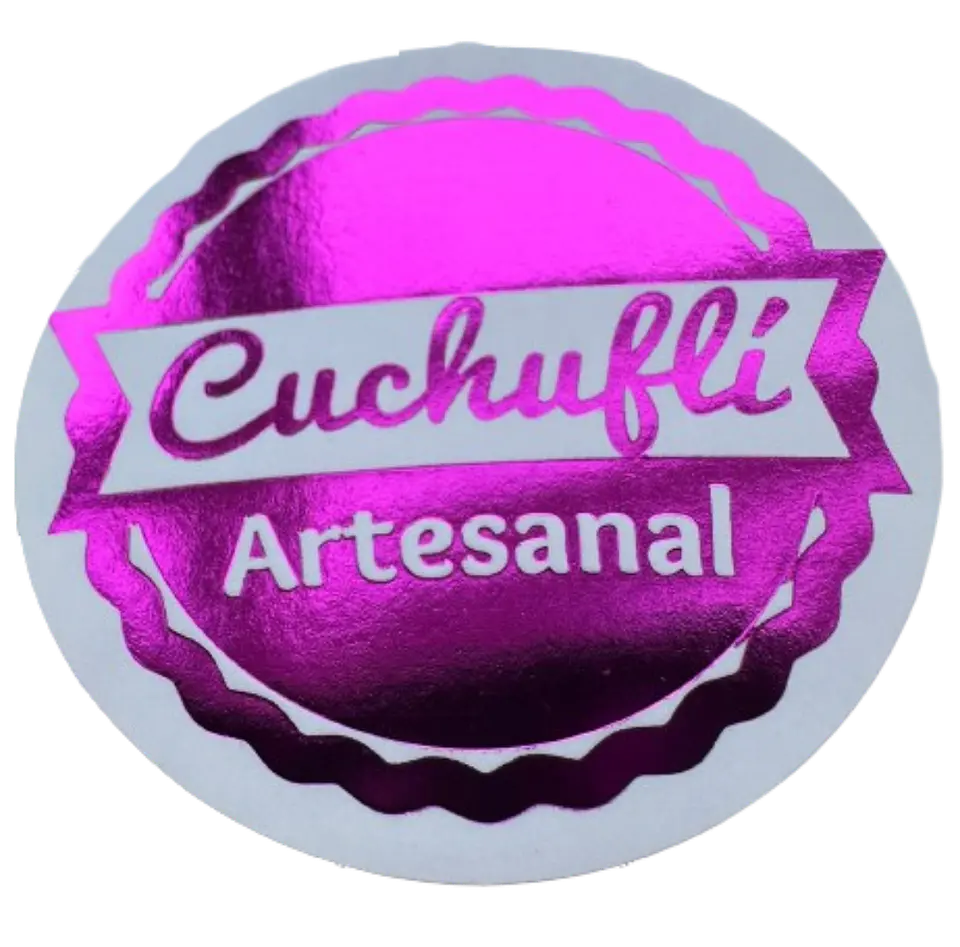 Sticker Cuchufli Artesanal Fucsia 100un 38mm 1