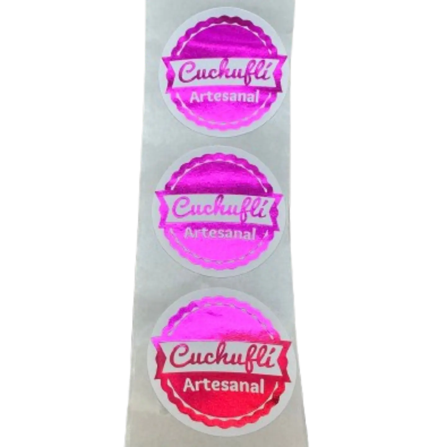 Sticker Cuchufli Artesanal Fucsia 100un 38mm 2