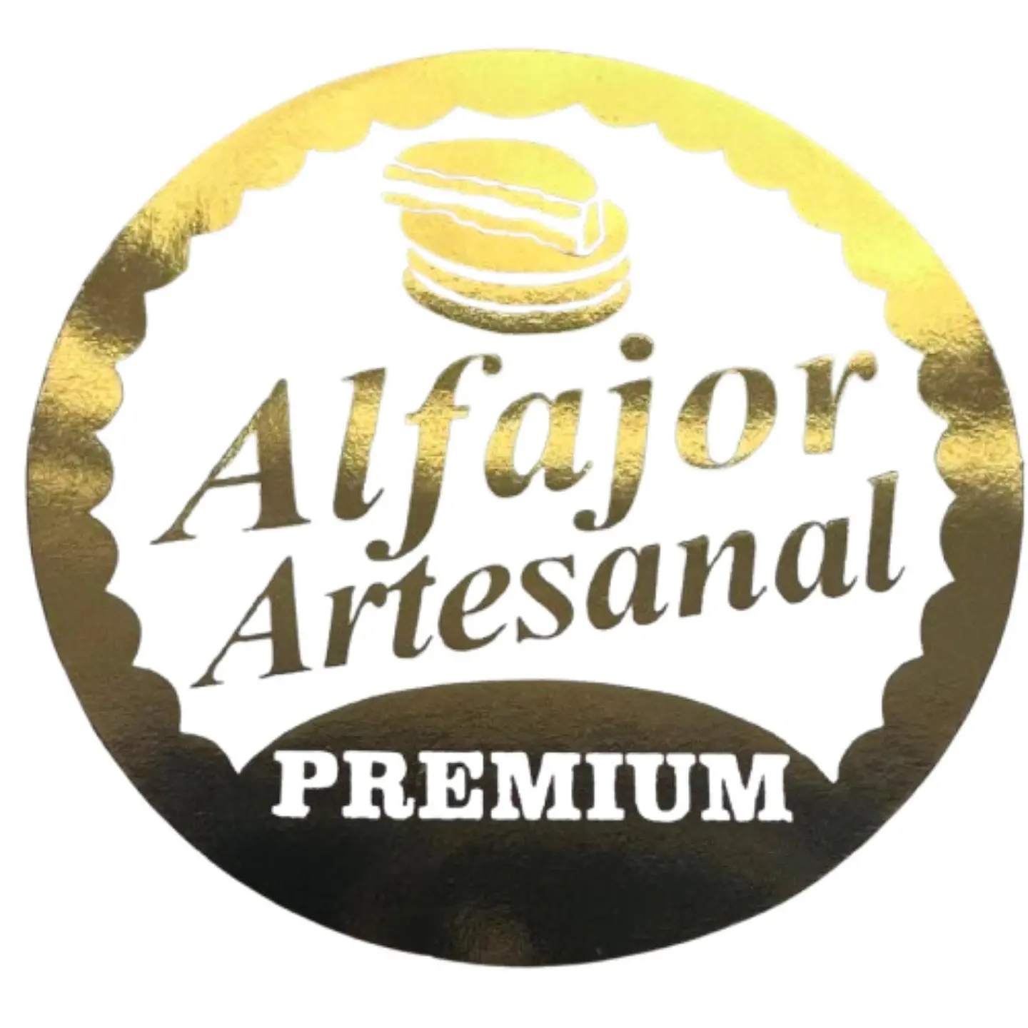 Sticker Alfajor Blanco Dorado 100un 38mm 1