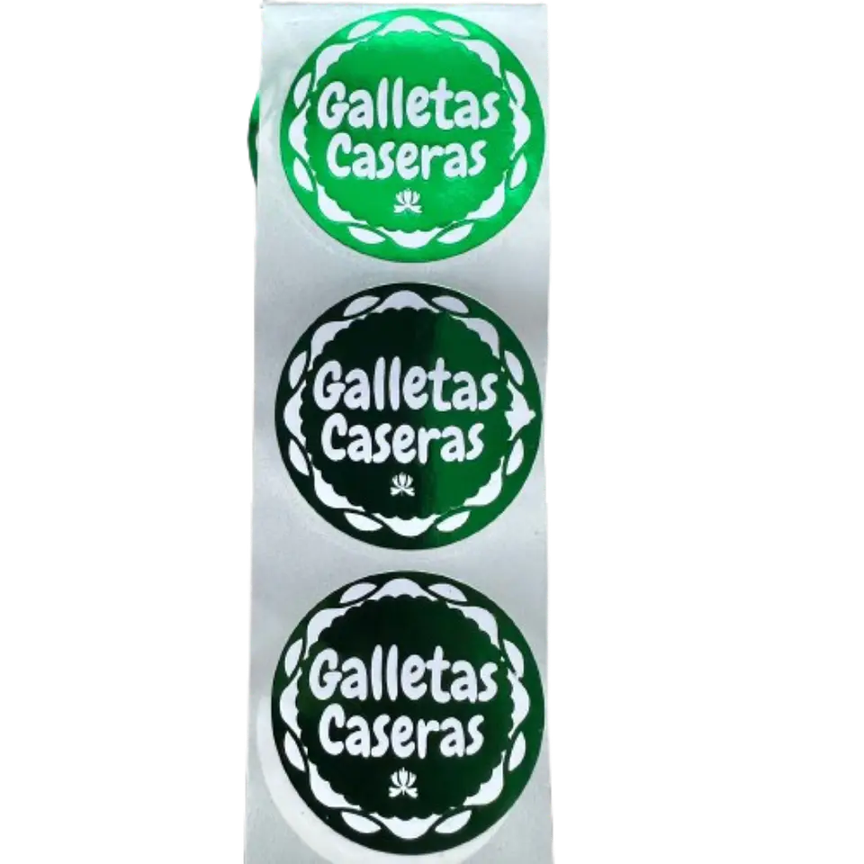 Sticker Galletas Caseras Verde 100un 38mm 2