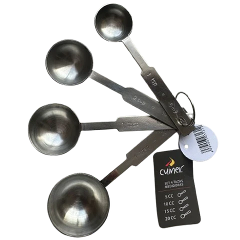 Set 4 Cucharas Medidoras Acero Inoxidable Cuiner