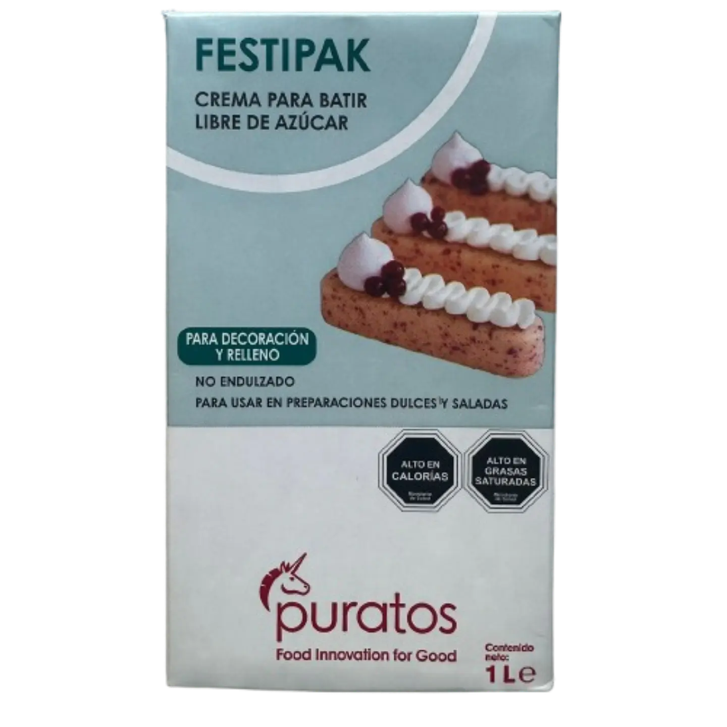 Crema Vegetal Para Batir Sin Azucar Festipak Puratos 1L 1