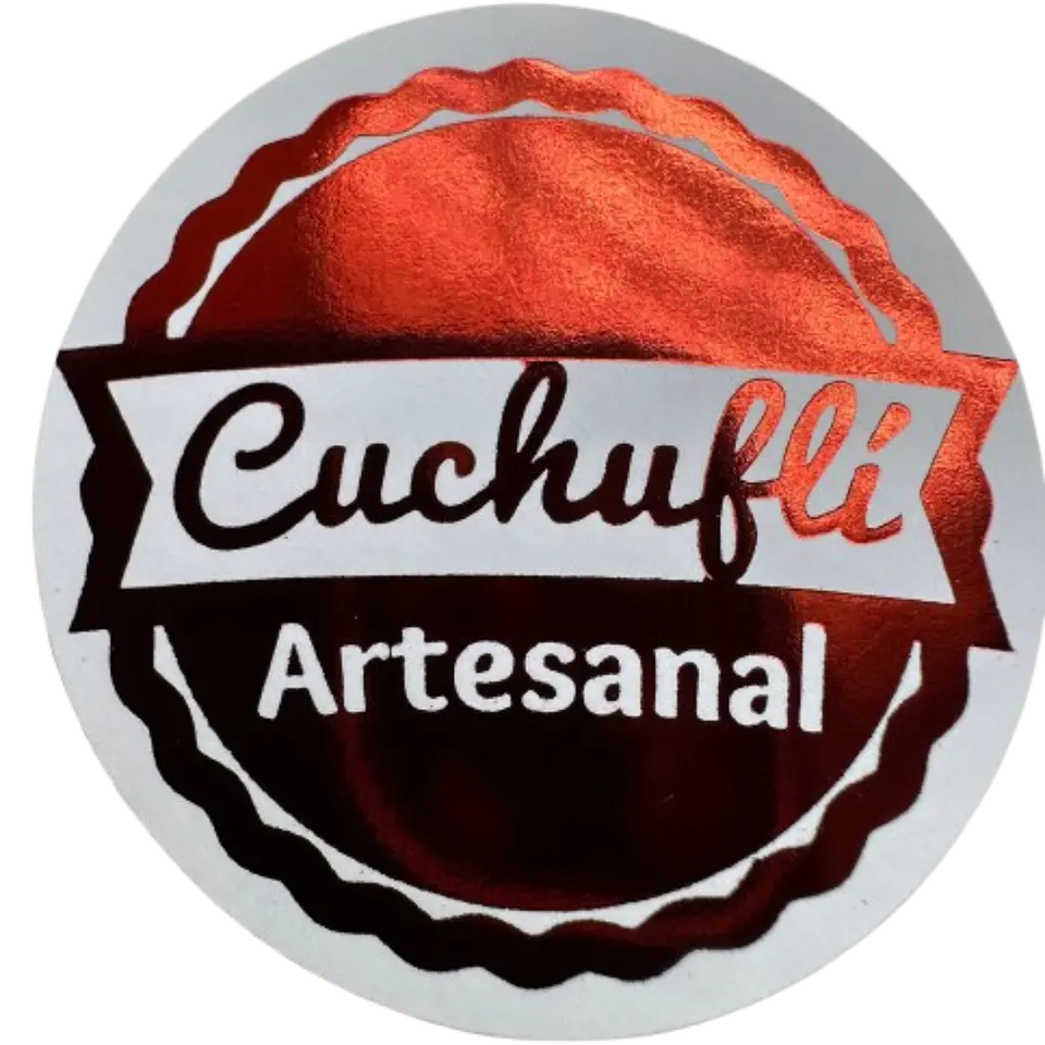 Sticker Cuchufli Artesanal Rojo 100un 38mm 1