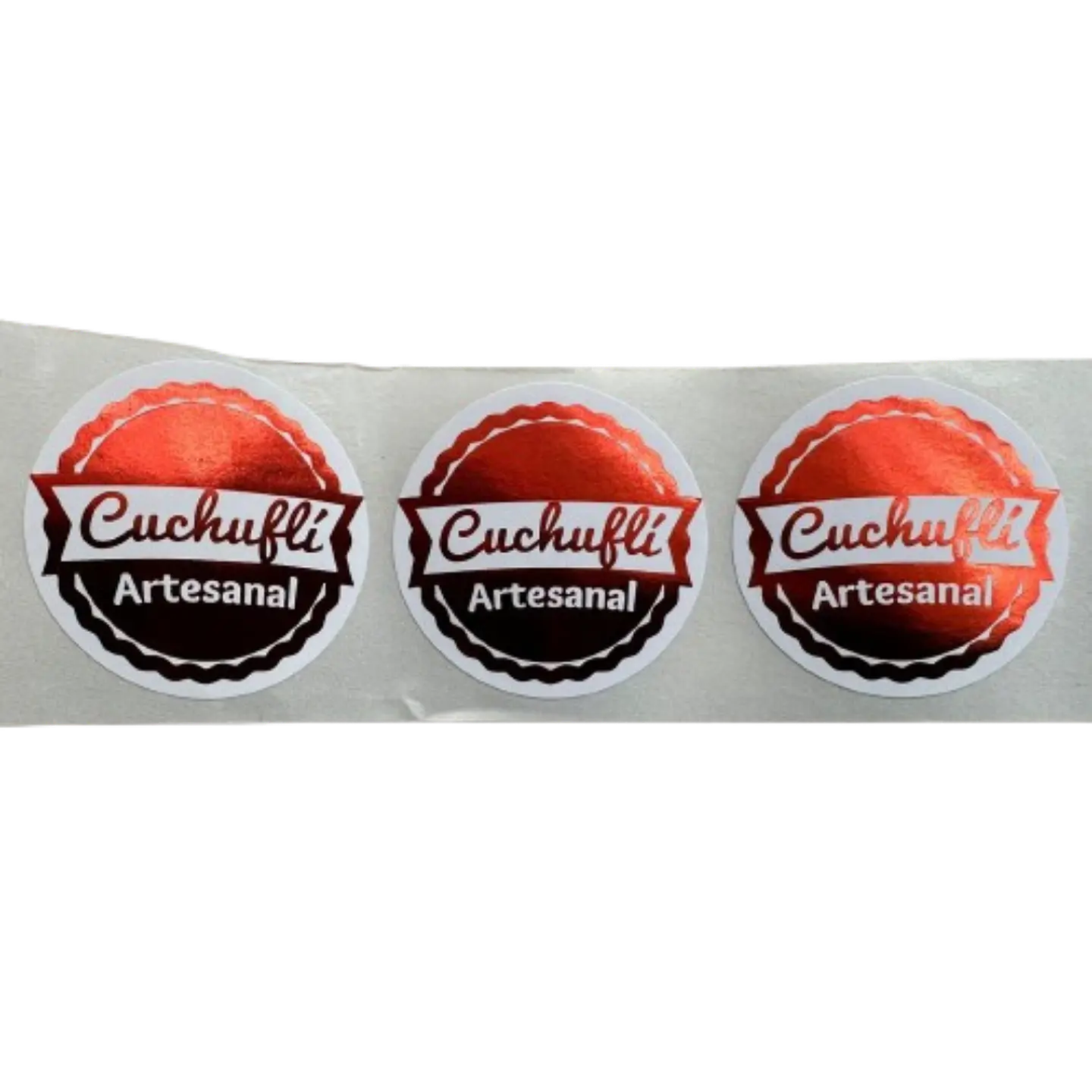 Sticker Cuchufli Artesanal Rojo 100un 38mm 2