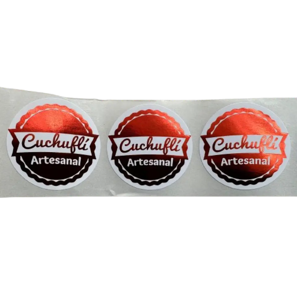 Sticker Cuchufli Artesanal Rojo 100un 38mm 2