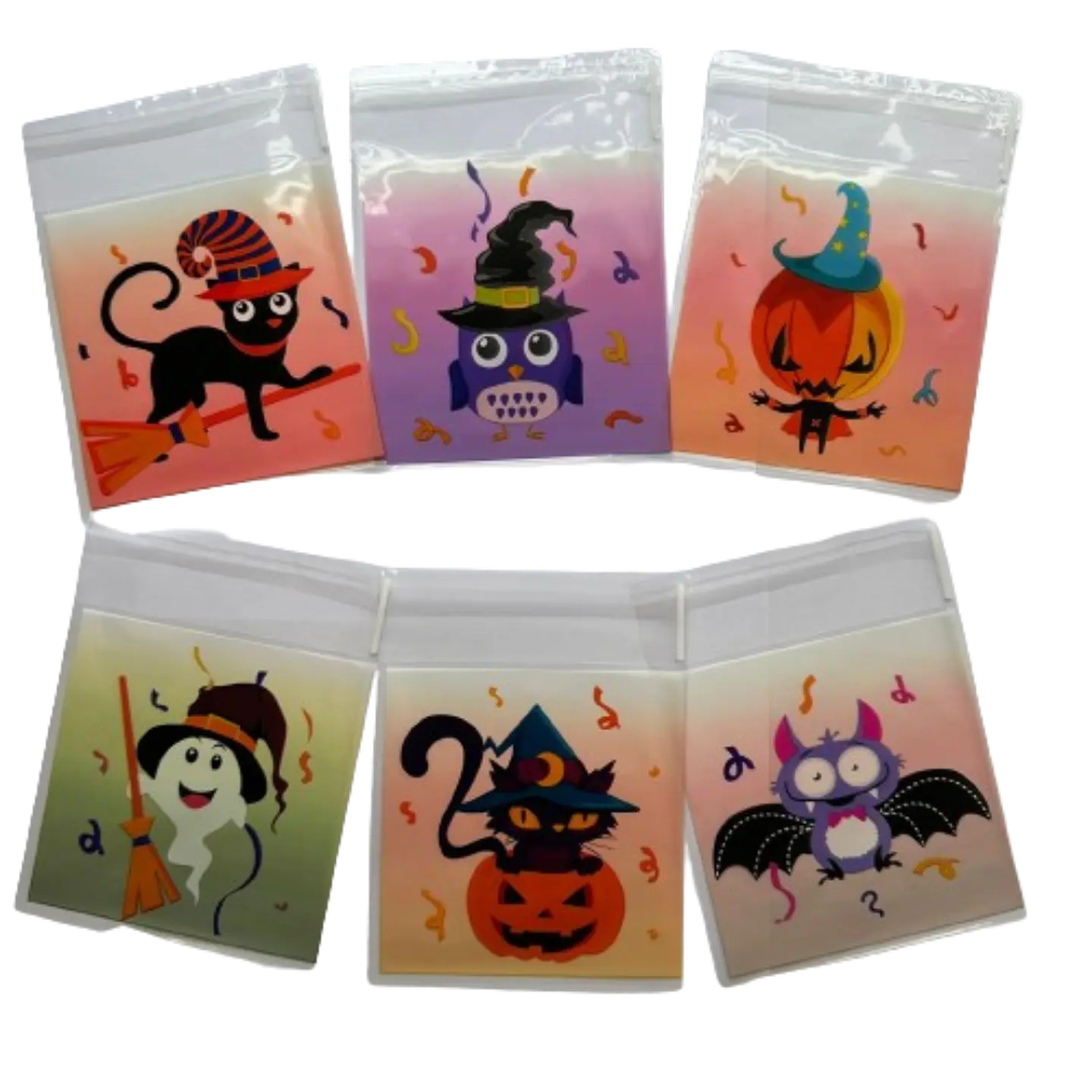 Bolsas Halloween D Celofan Autoadhesivas 100un 10x10+2cm 1
