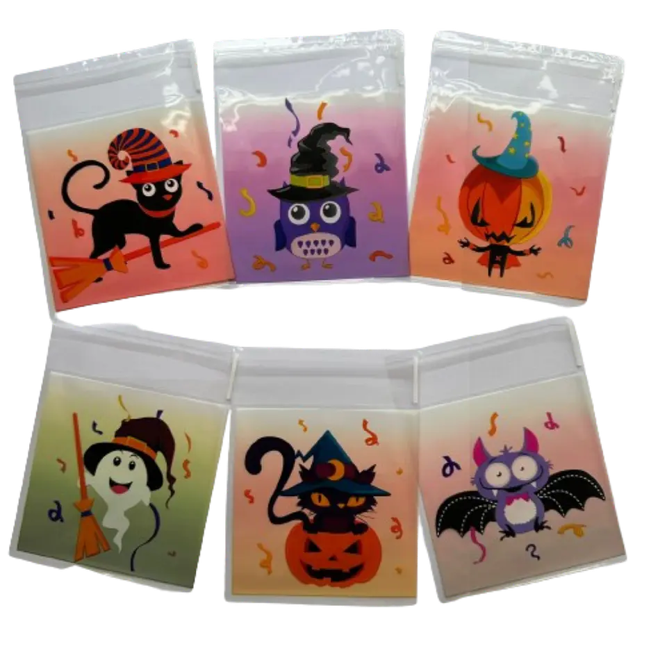 Bolsas Halloween D Celofan Autoadhesivas 100un 10x10+2cm 1