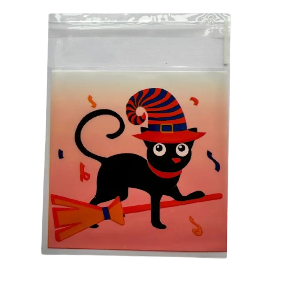 Bolsas Halloween D Celofan Autoadhesivas 100un 10x10+2cm 2