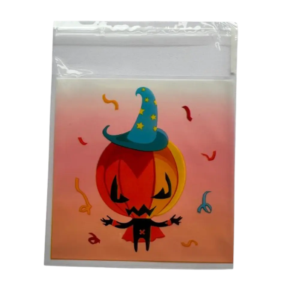 Bolsas Halloween D Celofan Autoadhesivas 100un 10x10+2cm 4