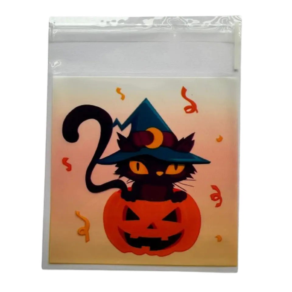 Bolsas Halloween D Celofan Autoadhesivas 100un 10x10+2cm 6