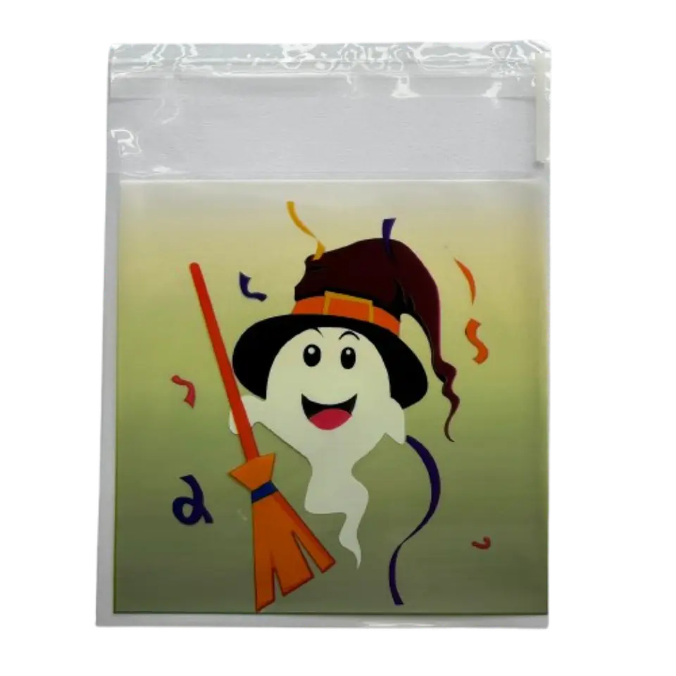 Bolsas Halloween D Celofan Autoadhesivas 100un 10x10+2cm 7