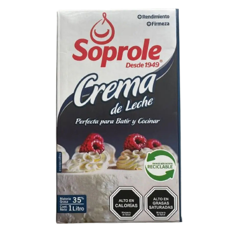 Crema De Leche Para Batir O Cocinar Soprole 1L 1