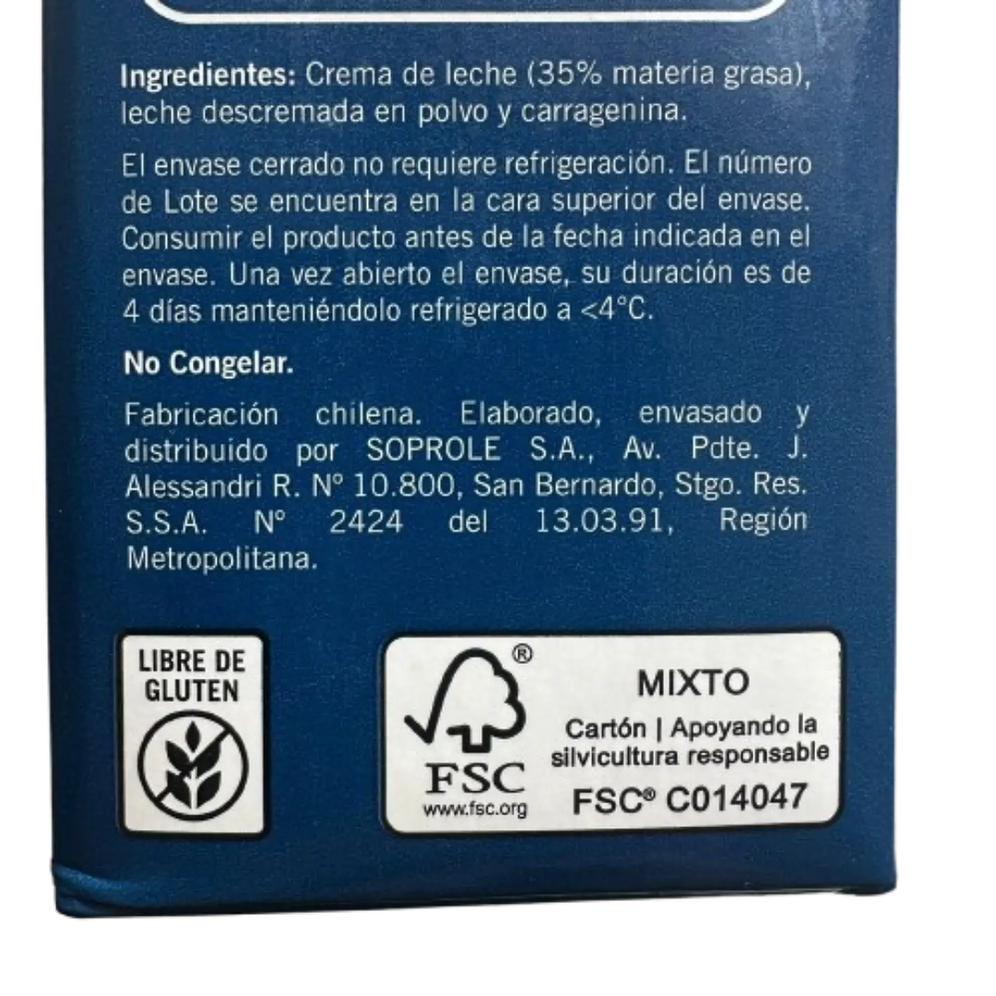 Crema De Leche Para Batir O Cocinar Soprole 1L 2