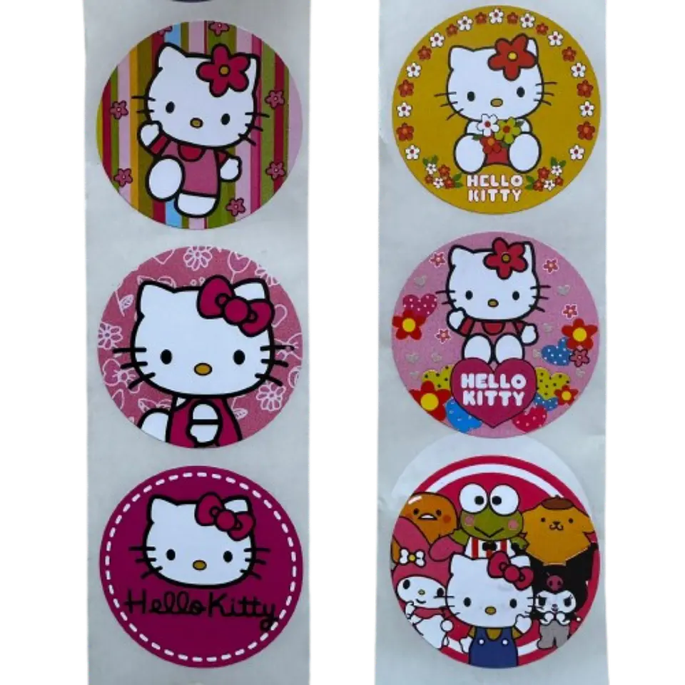 Sticker Hello Kitty 6 Diseños 100un 38mm 1